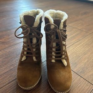 J crew shearling lace ups